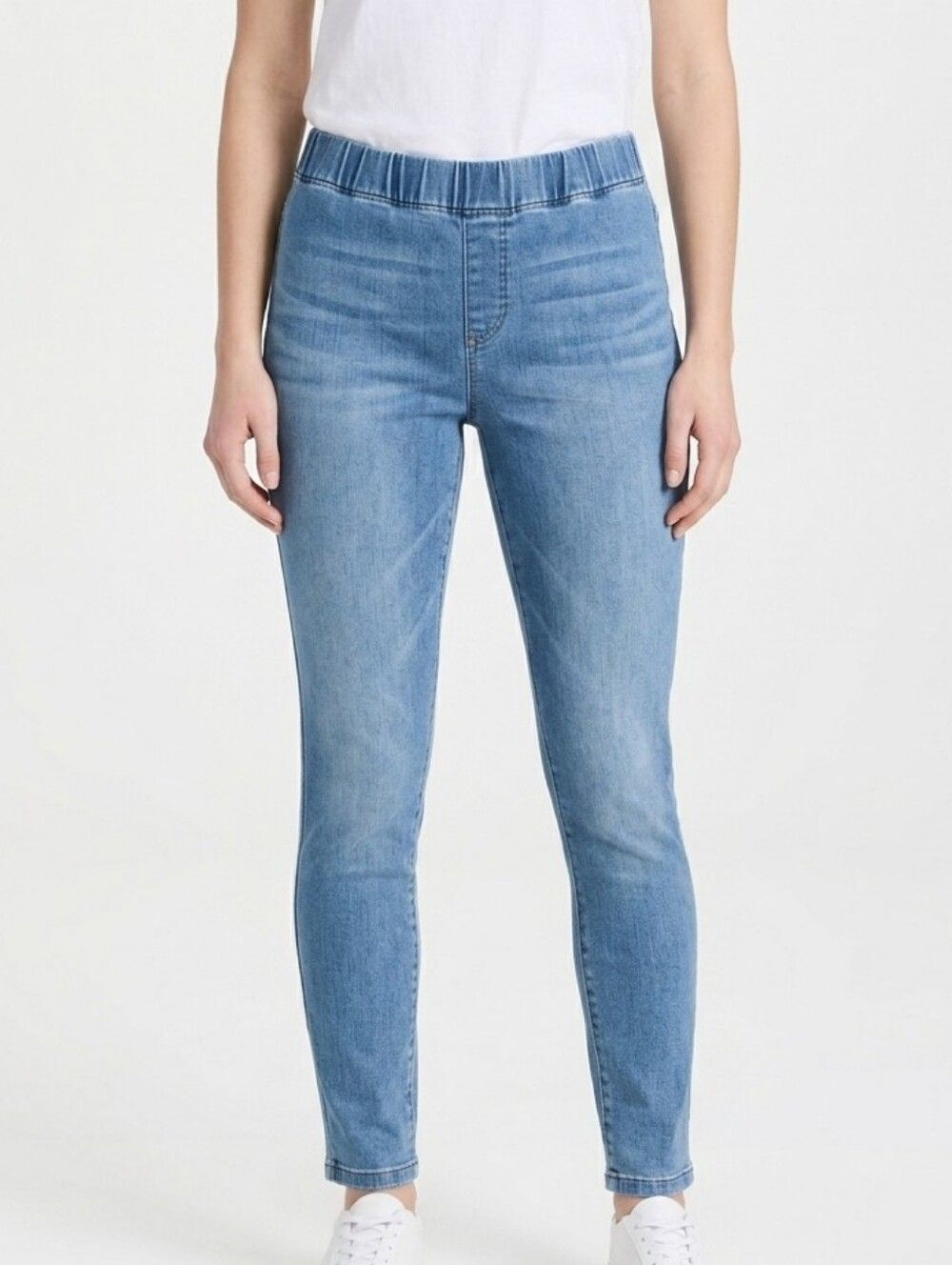 Soft Surroundings Pull On Slim Straight Jeans Size M Coastal Grandma High Rise